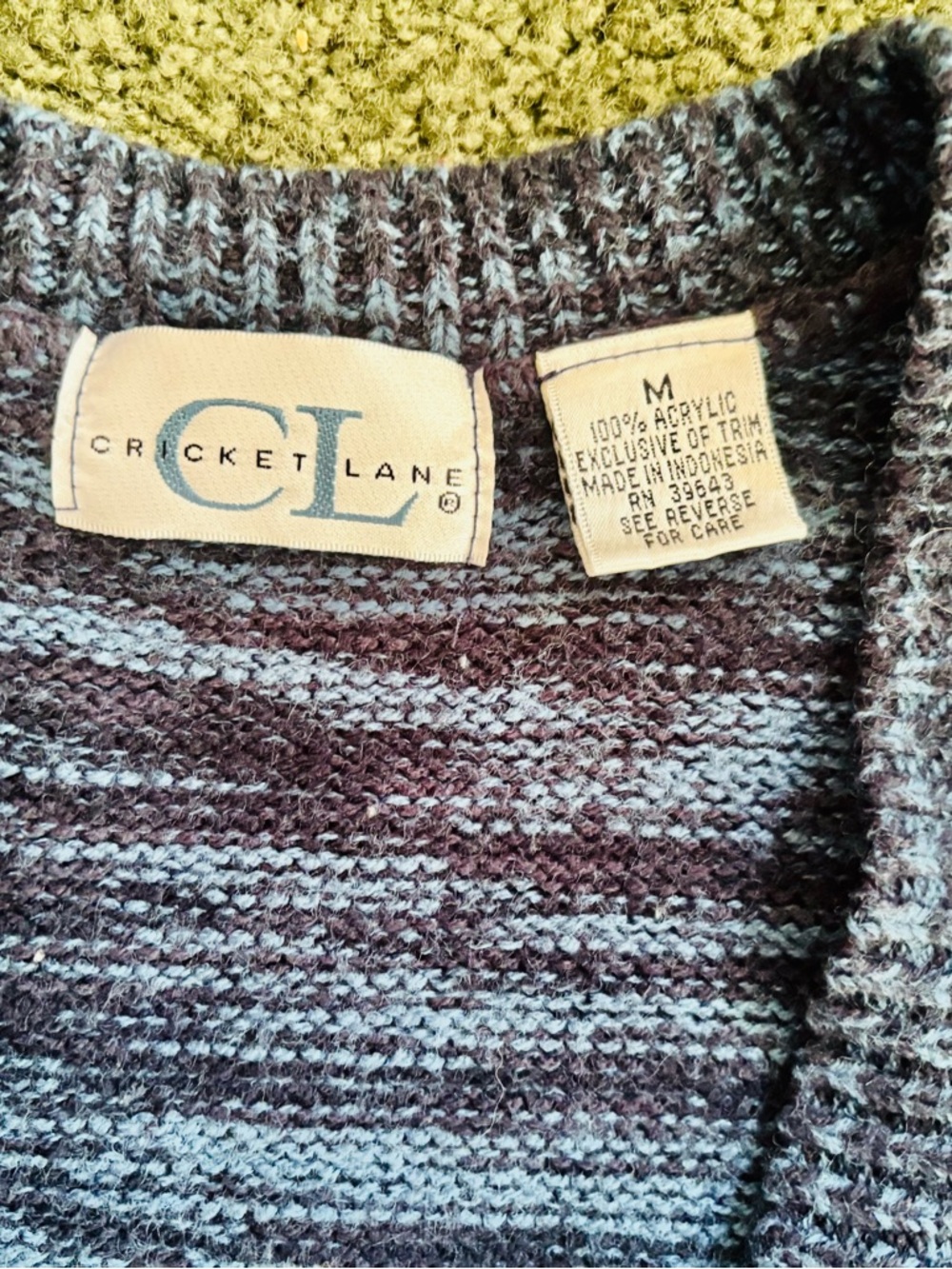 Cricket Lane Sz M Oversized Button-Front Autumn Leaves Knit Vest - Heather Blue - Picture 4 of 8